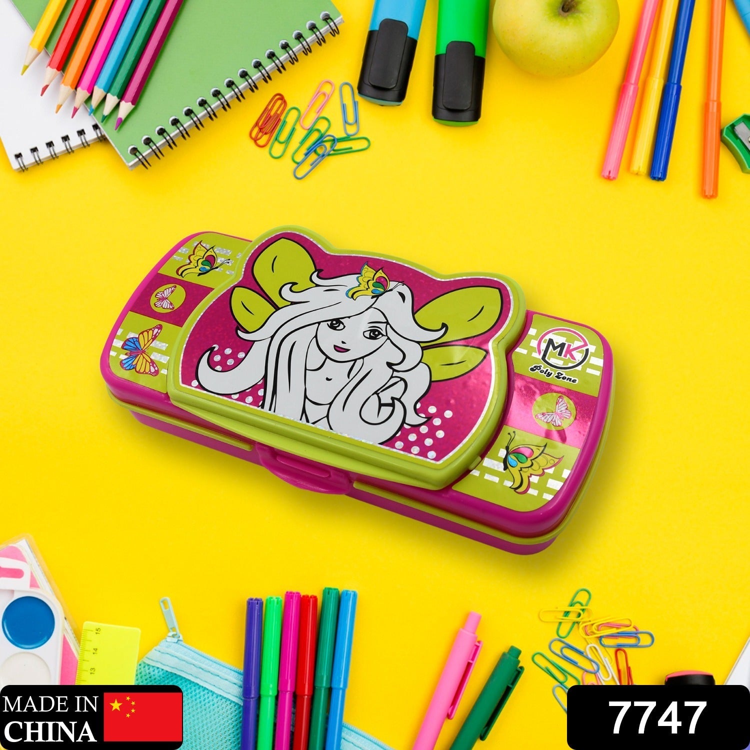 7747 Multipurpose Compass Box, Pencil Box with 2 Compartments for School, Cartoon Printed Pencil Case for Kids, Birthday Gift for Girls & Boys 7747 Multipurpose Compass Box, Pencil Box with 2 Compartments for School, Cartoon Printed Pencil Case for Kids, Birthday Gift for Girls & Boys